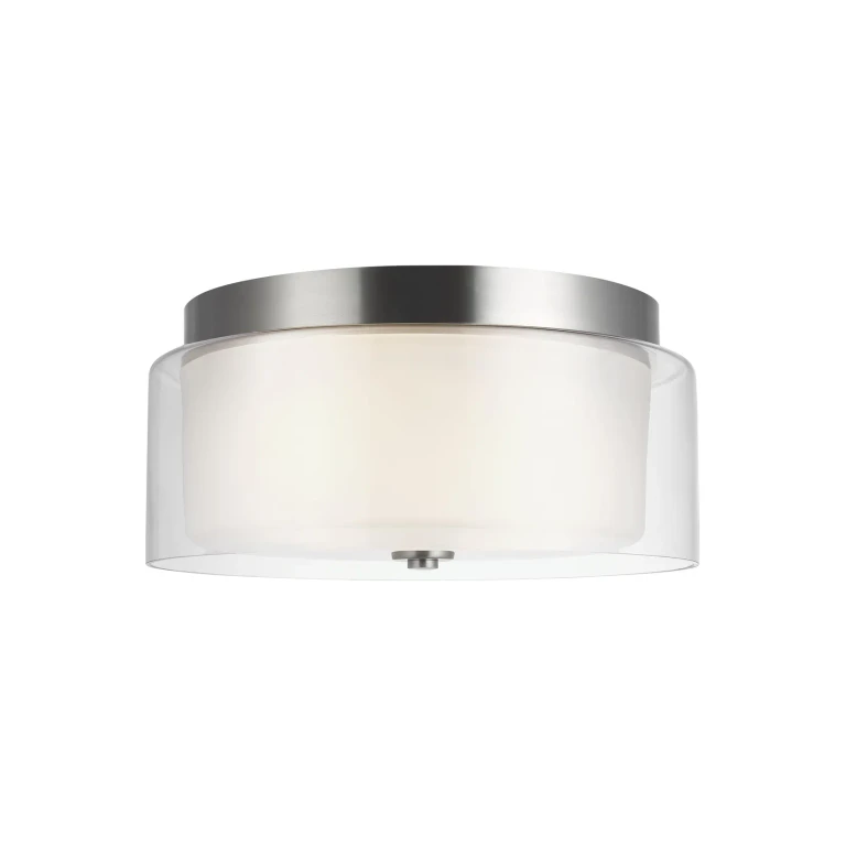 Brushed Nickel Two Light Flush Mount from the Elmwood Park Collection