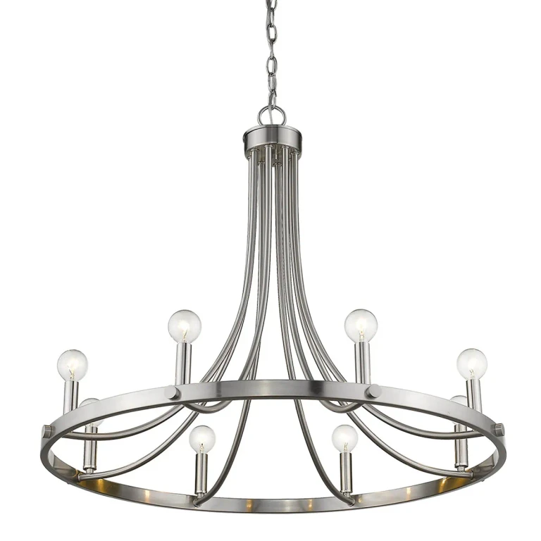 Satin Nickel Eight Light Chandelier from the Sawyer Collection