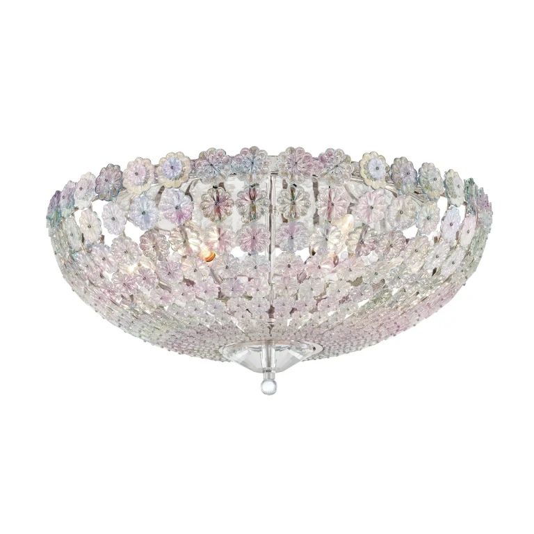Polished Nickel Six Light Flush Mount from the Floral Park Collection