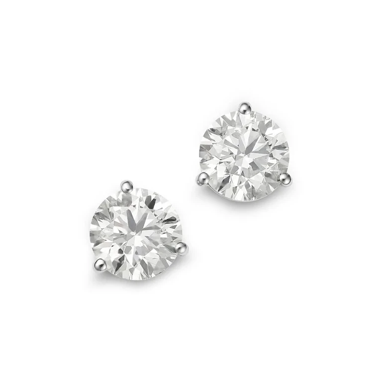 Certified Diamond Stud Earrings in 14K White Gold, 2.40 tcw