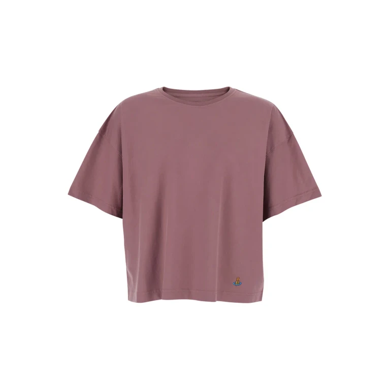 Vivienne Westwood Pink Crew Neck T-shirt With Orb Logo Detail On The Front In Cotton For Men