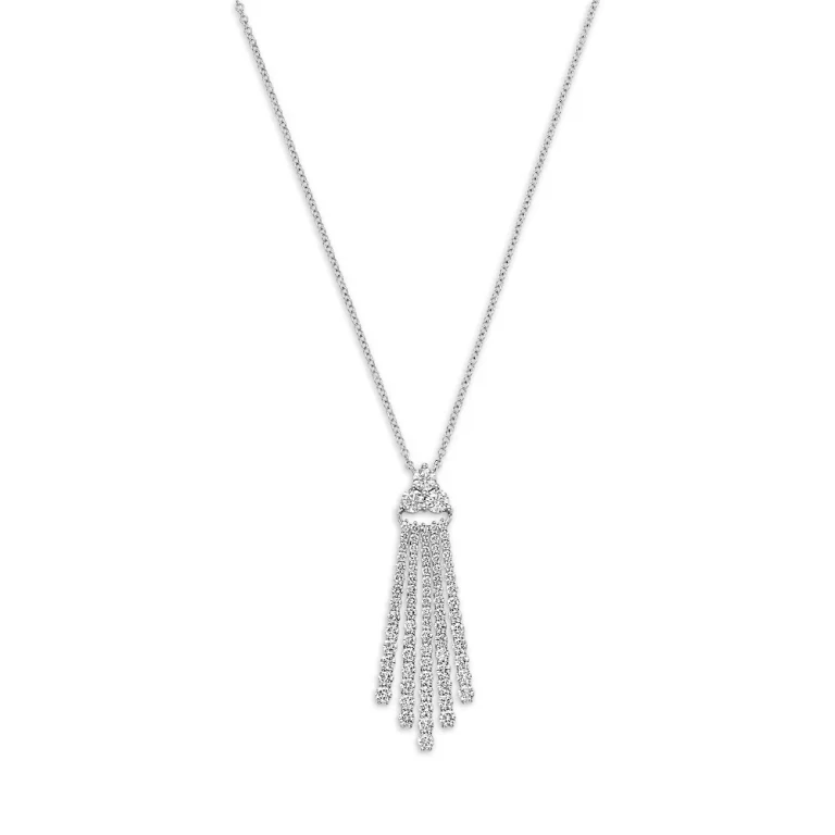 Diamond Cascade Necklace in 14K White Gold, 2.0 tcw