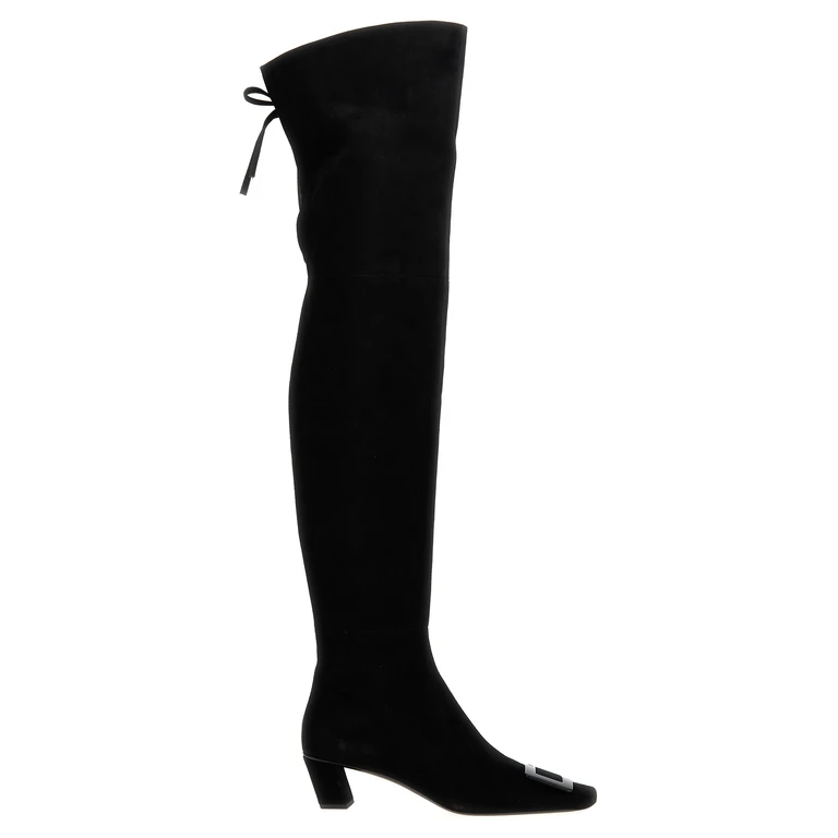 Roger Vivier Black Goatskin Over The Knee Shoe - Women