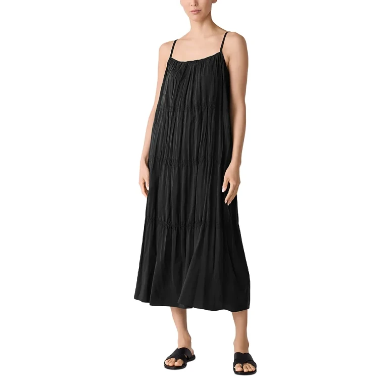 Eileen Fisher Smocked Silk Cami Dress