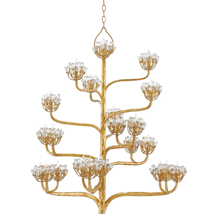 Dark Contemporary Gold Leaf Chandelier from the Marjorie Skouras Collection