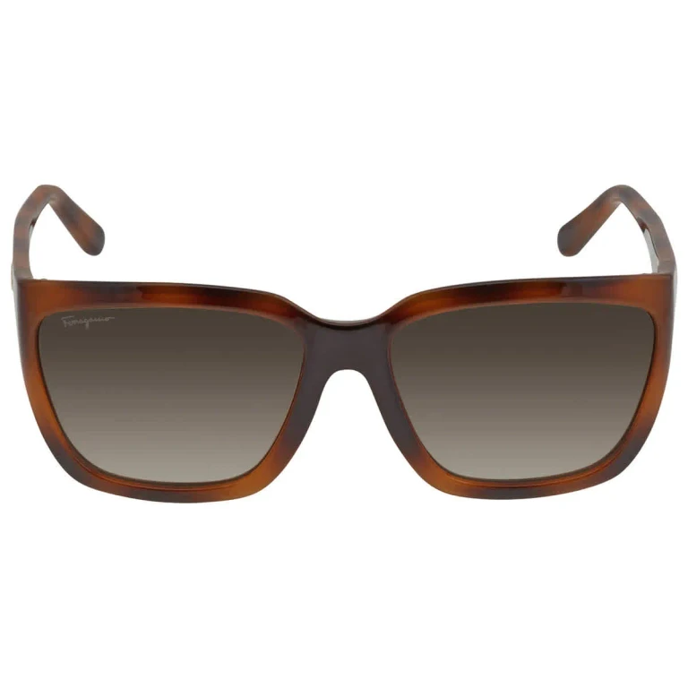 Ferragamo Brown Gradient Rectangular Ladies Sunglasses SF1018S 214 59