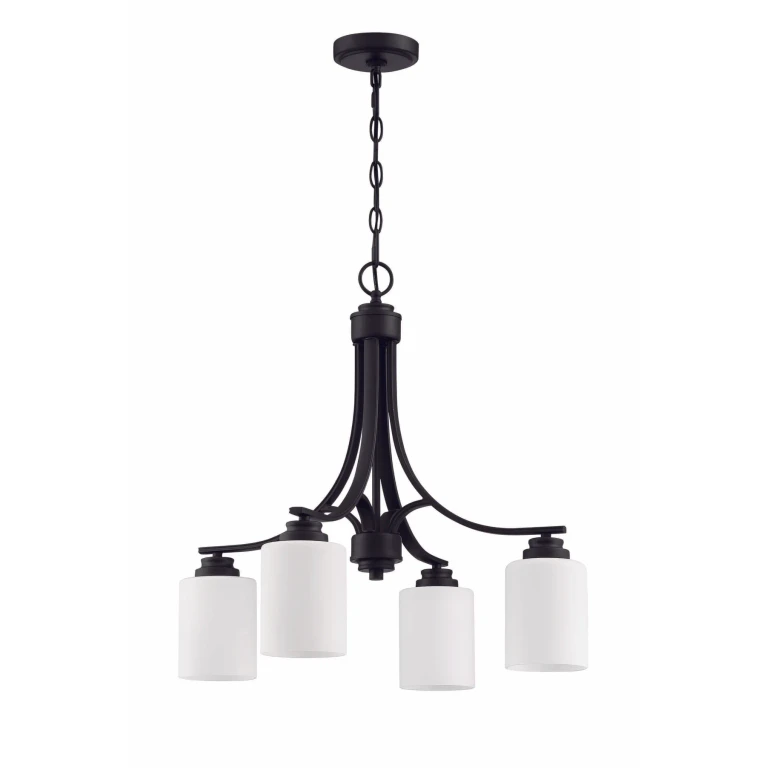 Flat Black Four Light Chandelier from the Bolden Collection