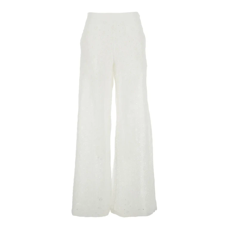 Pinko White Womens Cotton Perforated Design Pants