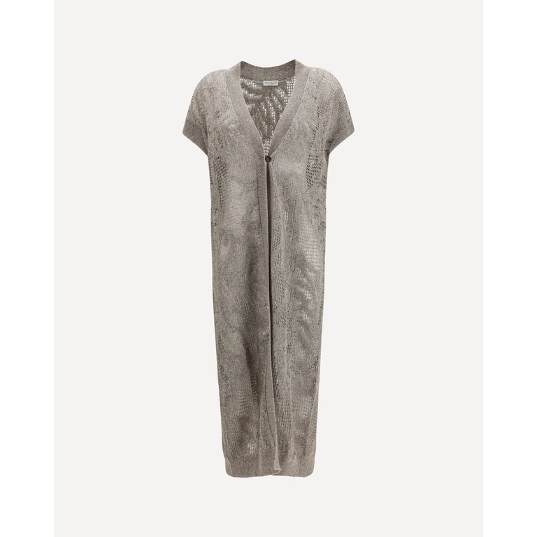 BRUNELLO CUCINELLI Long Cardigan in a linen and cotton blend Female XS