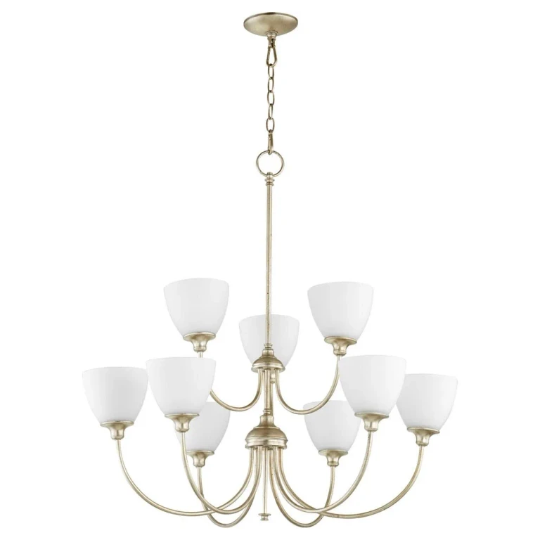 Quorum Celeste 9-Light 34" Transitional Chandelier in Aged Silver Leaf