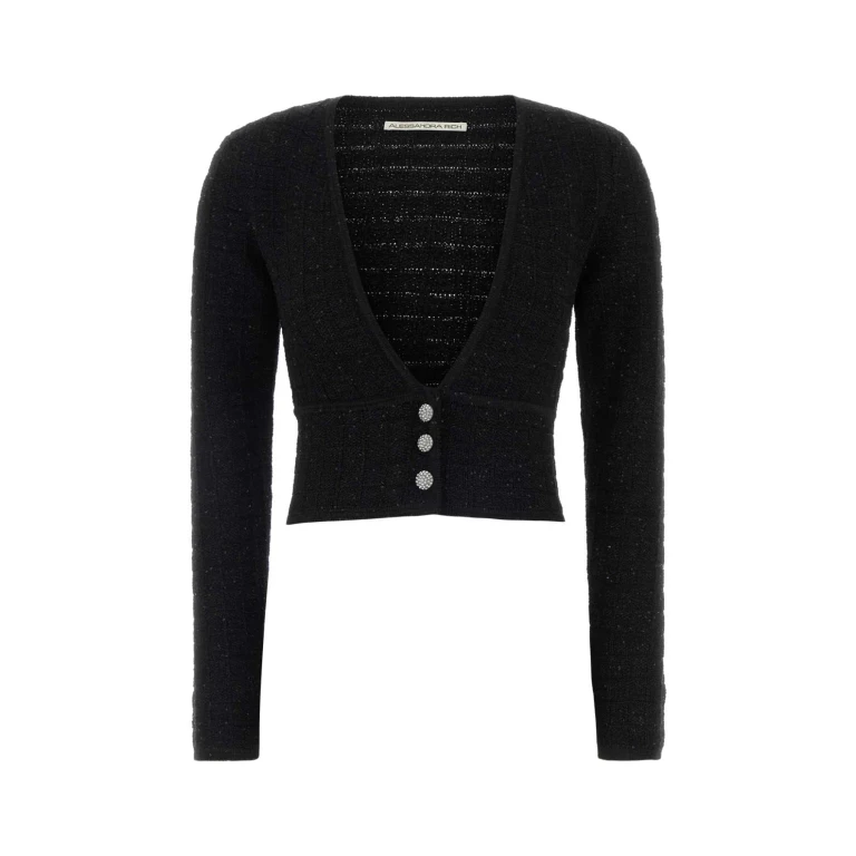 Alessandra Rich Black Boucle Cardigan