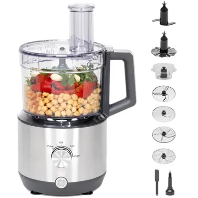GE 12-Cup Food Processor with Accessories in Stainless Steel size 16 H x 12.2 W x 10.30 D | G8P1AASSPSS