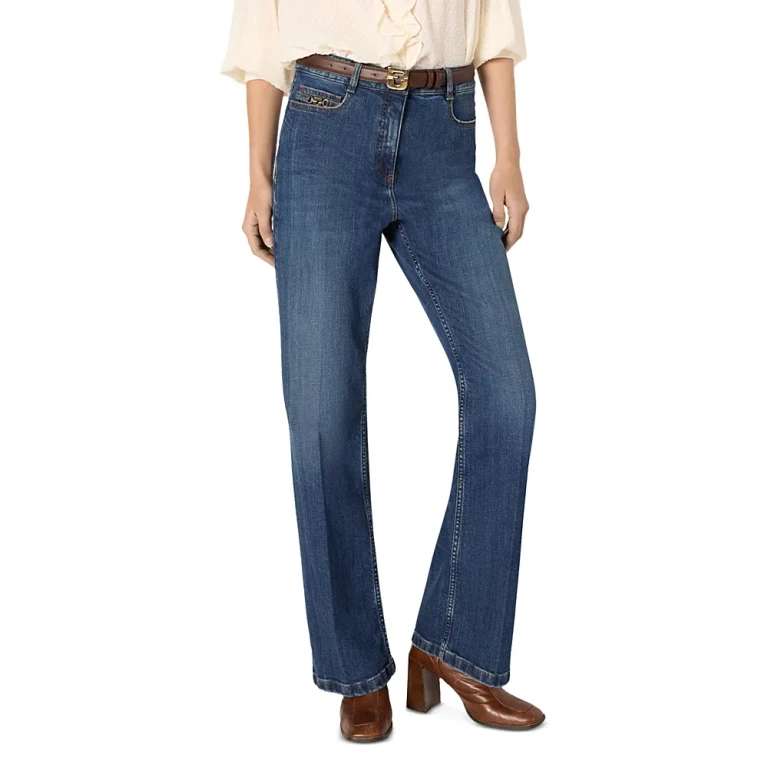 Gerard Darel Corine High Rise Slim Flare Leg Jeans in Blue