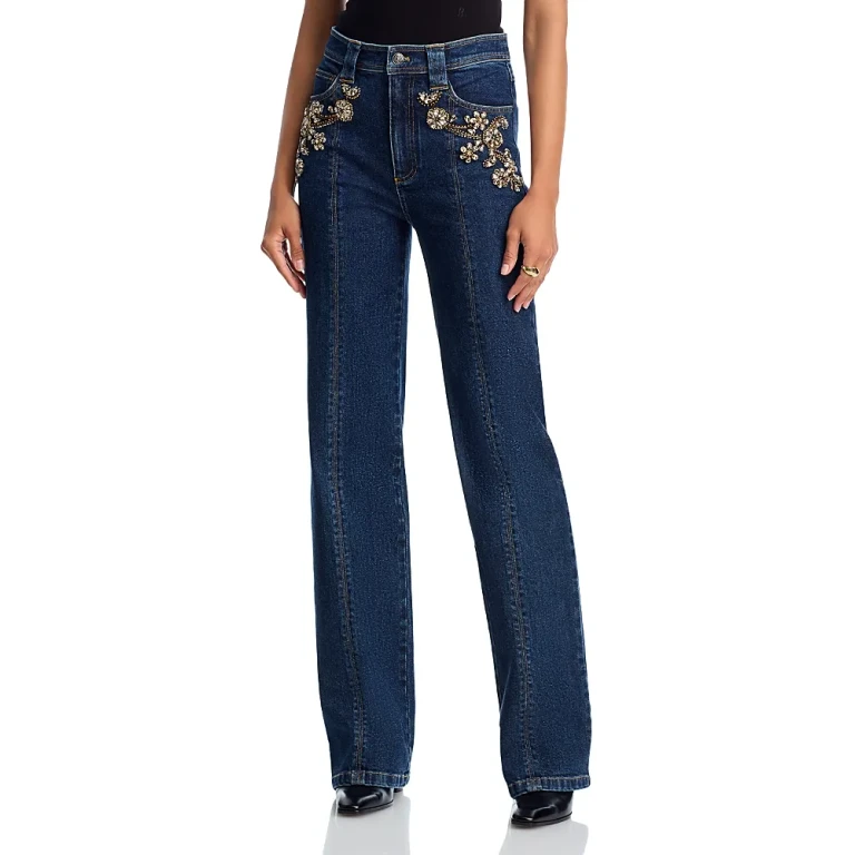 Cinq a Sept Crystal Ivy Embellished Jeans in Fontaine Multi