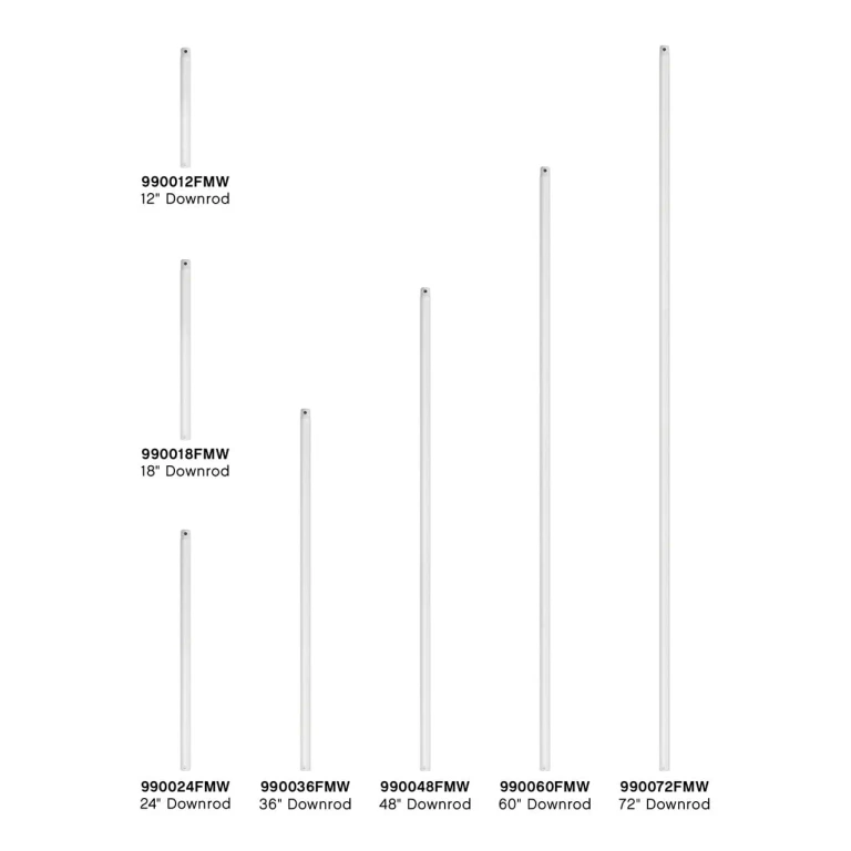 36" Downrod in Matte White