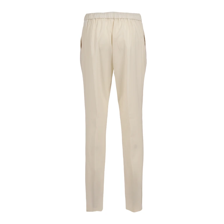 Fabiana Filippi BISTRETCH WOOL PLEATED JOGGING TROUSERS WITH FILO DIAMANTE White Polyamide Elastane Pant - Women