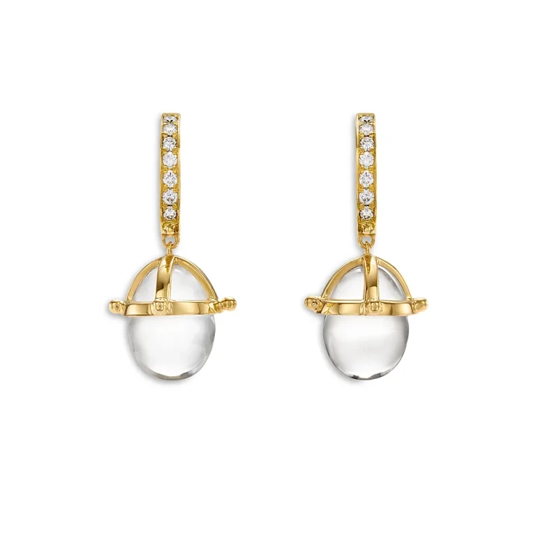 Temple St. Clair 18K Yellow Gold Crystal & Diamond Granulated Drop Earrings