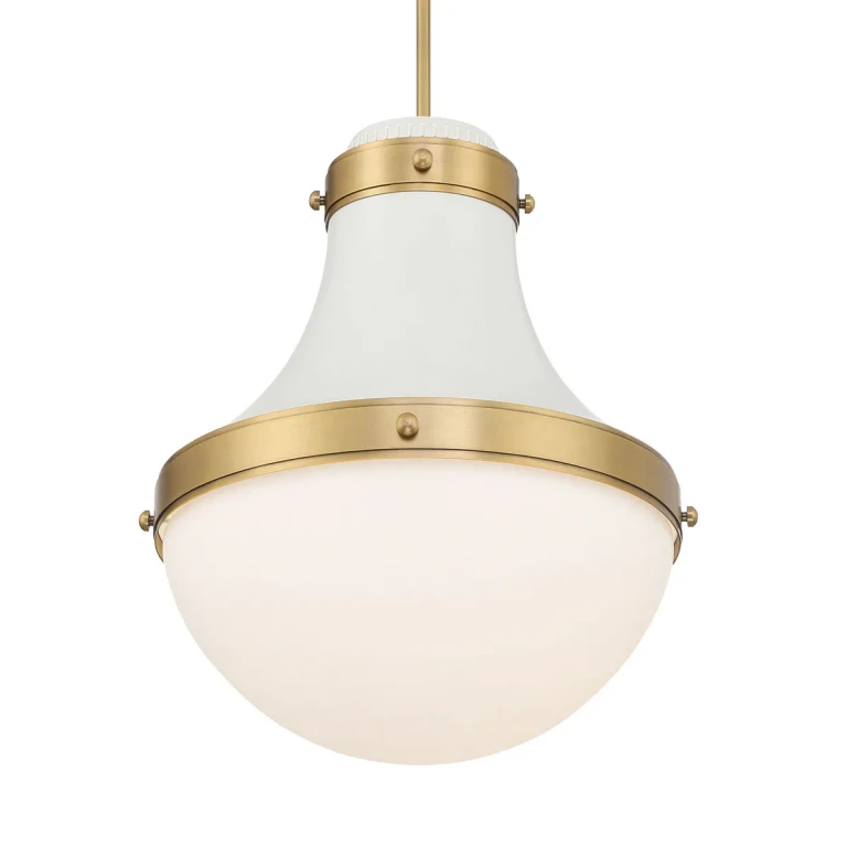 Legacy Brass & Off White Cream Pendant from the Purelight Collection