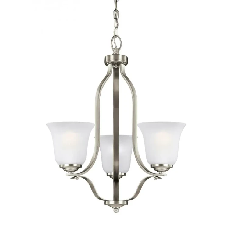 Brushed Nickel Three Light Chandelier from the Emmons Collection
