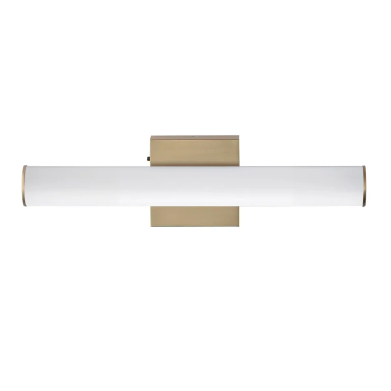 Natural Aged Brass LED Bathroom Vanity Light from the Rail 5CCT Collection