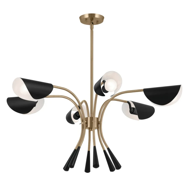 Champagne Bronze Six Light Chandelier from the Arcus Collection