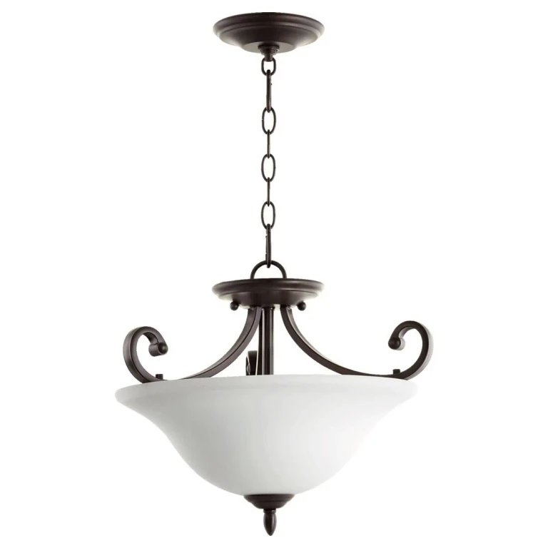Quorum Bryant 3-Light 18" Ceiling Light in Oiled Bronze with Satin Opal