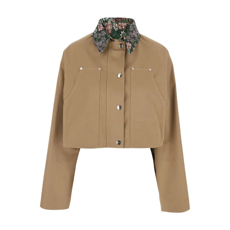 MSGM Beige Jacket With Front Closure And Cotton Pockets For Women
