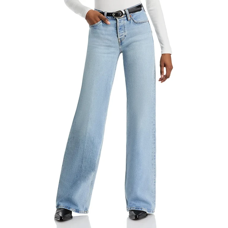 Re/Done Mid Rise Wide Leg Jeans in Mid 90s