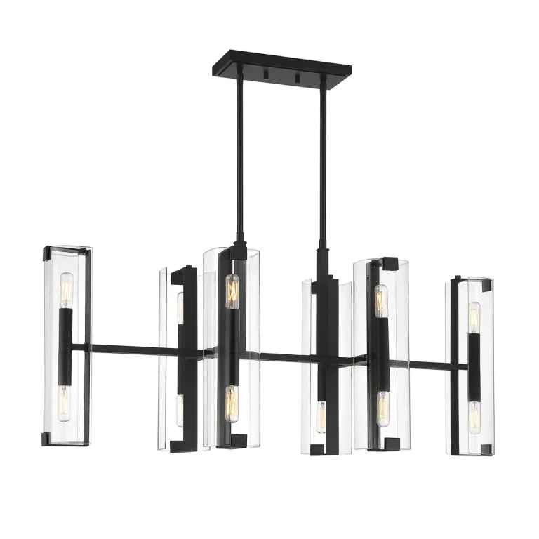 Winfield 12-Light Linear Chandelier in Matte Black