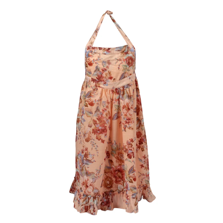 Zimmermann Awaken Kids Halter Dress Beige Cotton Lining