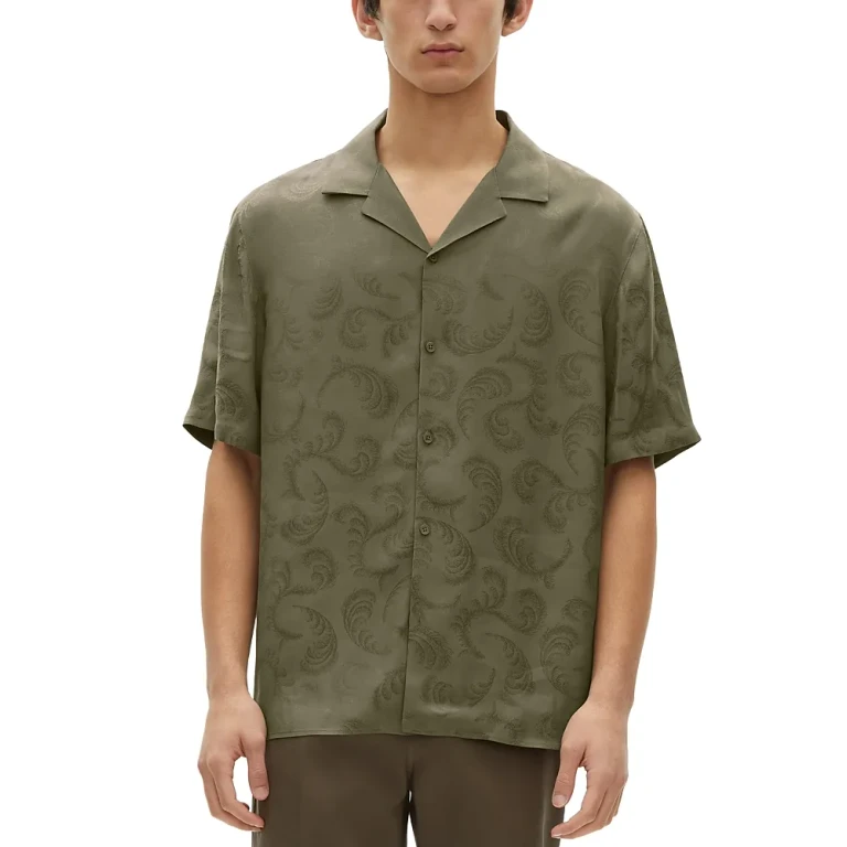 The Kooples Tonal Paisley Regular Fit Jacquard Camp Shirt