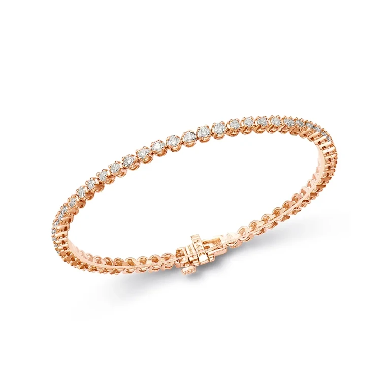 Certified Diamond Tennis Bracelet in 14K Rose Gold, 2.50 tcw
