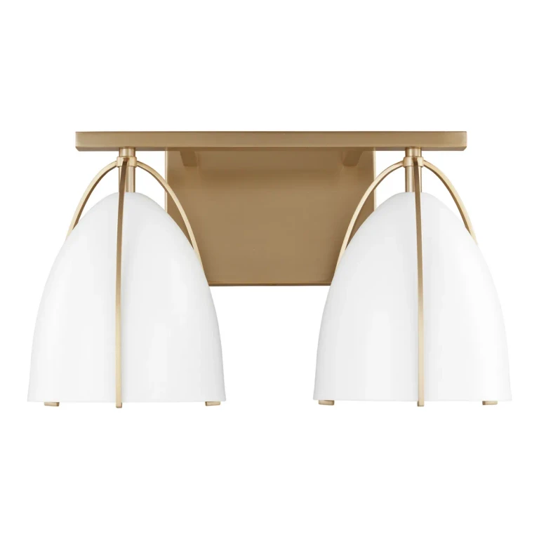 Norman 2-Light Bathroom Vanity Light in Satin Brass