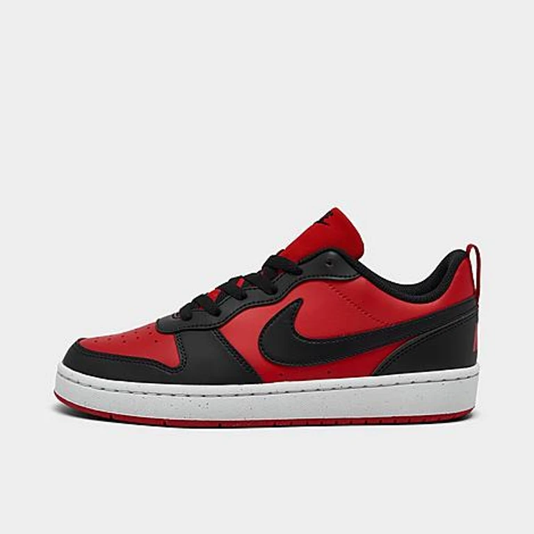Nike Big Kids Court Borough Low Recraft Casual Shoes in University Red/Black/White Size: 3.5