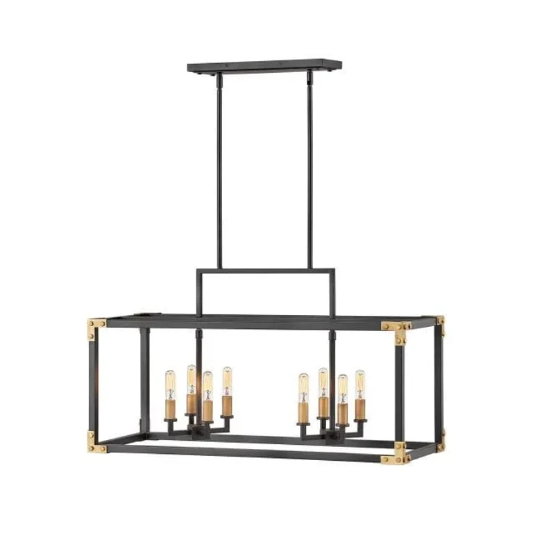 Louis 8-Light Linear Chandelier In Satin Black