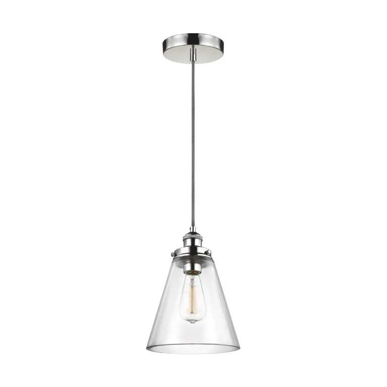 Polished Nickel One Light Pendant from the Baskin Collection