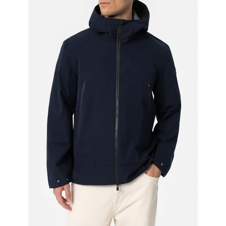 Mc2 Saint Barth Parson 3 Layer Technical Fabric Jacket Navy Blue Solid Color - Men