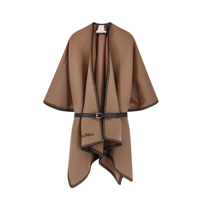 Max Mara Mxacolomba Virgin Wool Cape With Belt