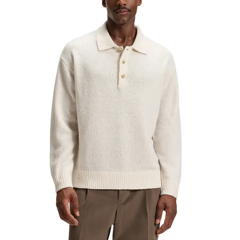 Boss Hadone Relaxed Fit Wool Polo Sweater