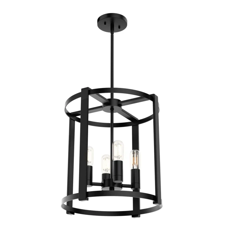 Matte Black Four Light Chandelier from the Astwood Collection