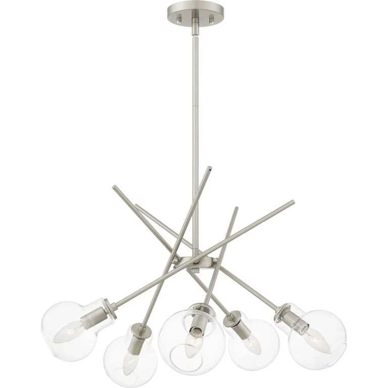 Brushed Nickel Five Light Chandelier from the Asha Collection