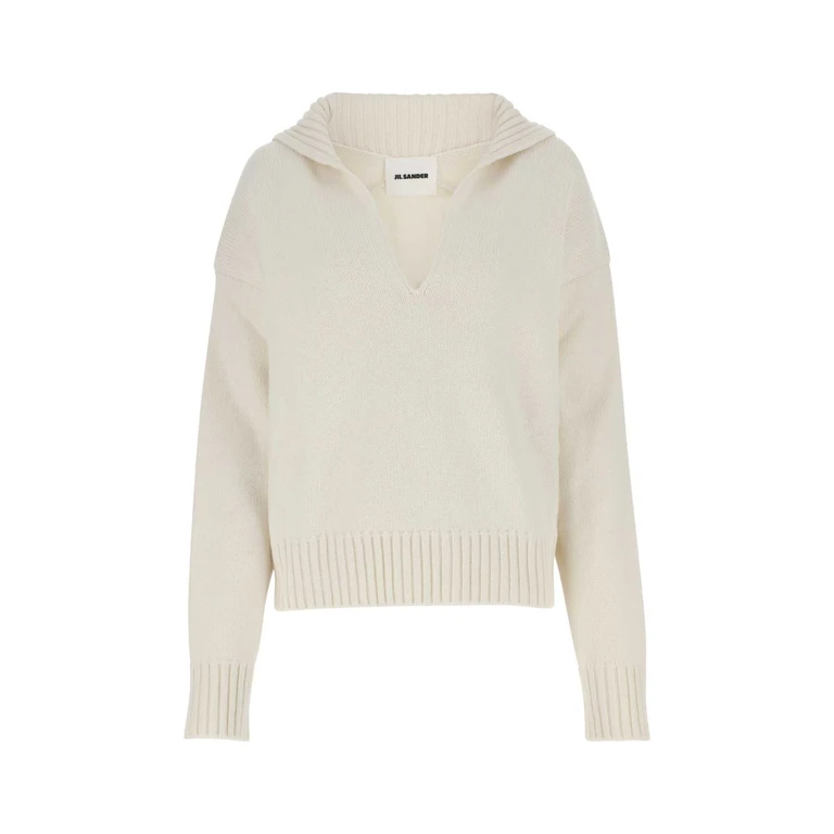 Jil Sander Ivory Cashmere Blend Oversize Sweater 107 Maglieria - Women