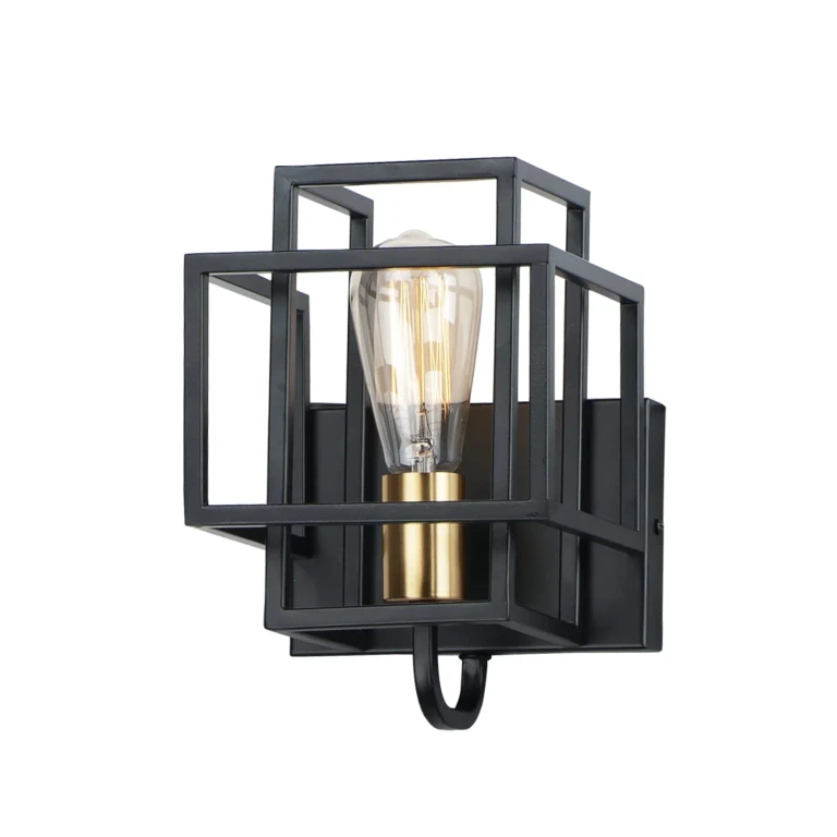 Liner 10" 1-Light Wall Sconce in Black/Satin Brass