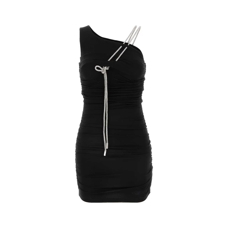 Off-White Black Stretch Viscose Mini Dress Blackbl Exterior: Elastane Abiti - Women