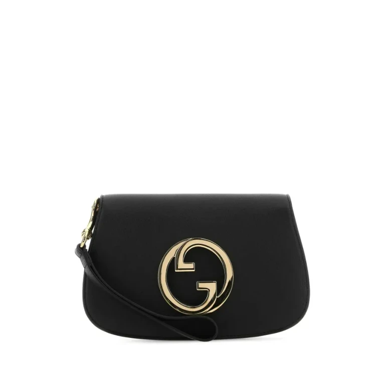 Black Leather Gucci Blondie Clutch