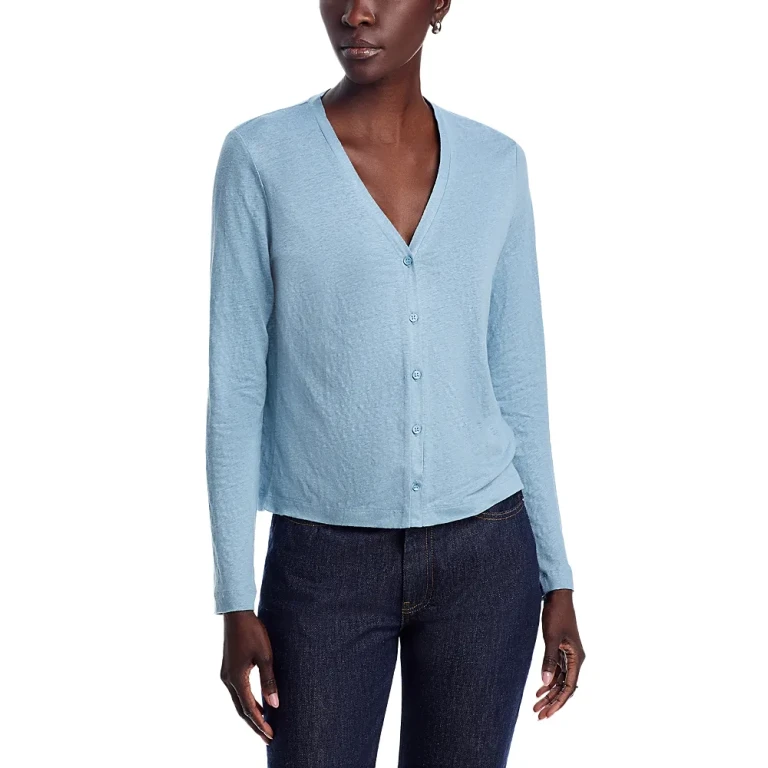 Majestic Filatures Stretch Linen V Neck Cardigan
