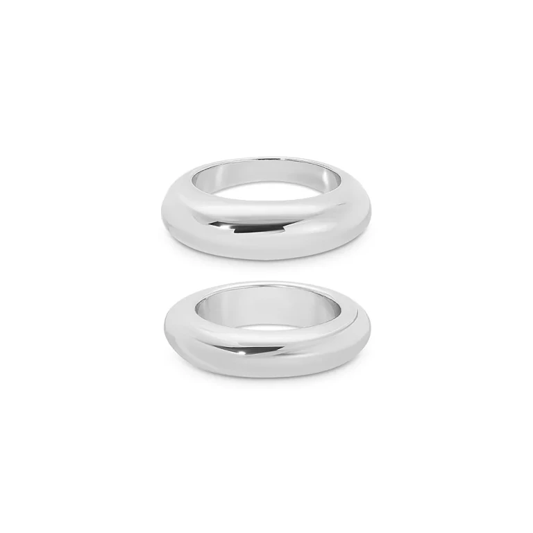 Ettika Dome Rings in Silver Plated, Set of 2