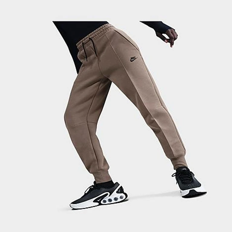 Nike Women's Sportswear Tech Fleece Jogger Pants in Mink Brown/Black Size: XS