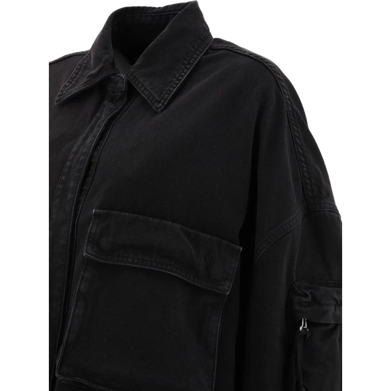 The Attico Coats Black Cotton - Women