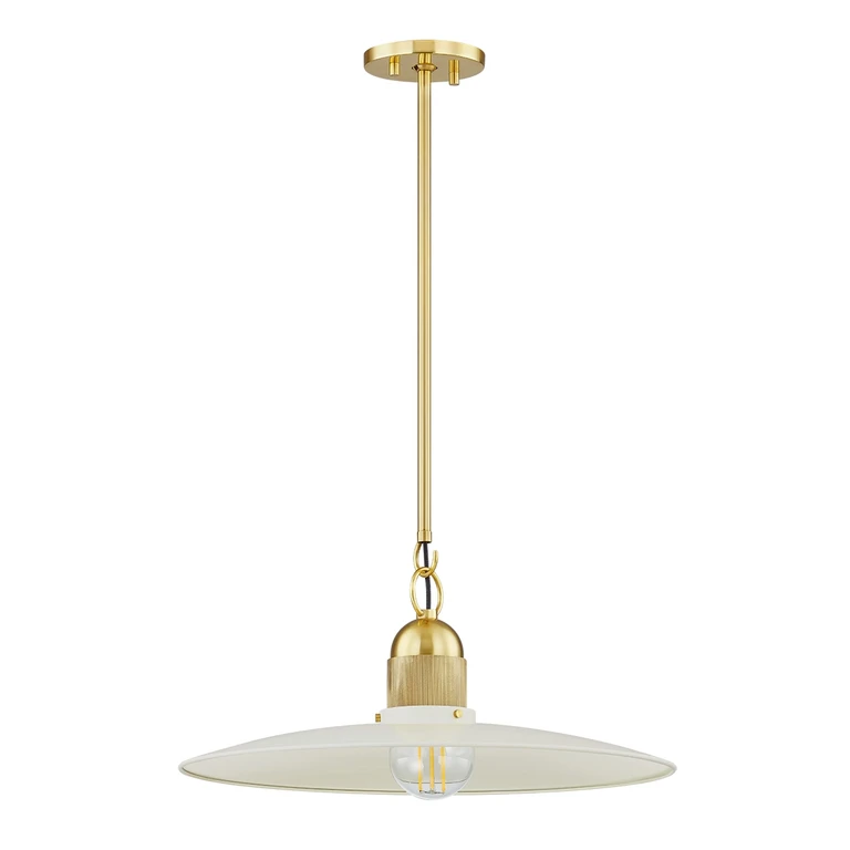 Aged Brass Soft Cream One Light Pendant from the Leanna Collection